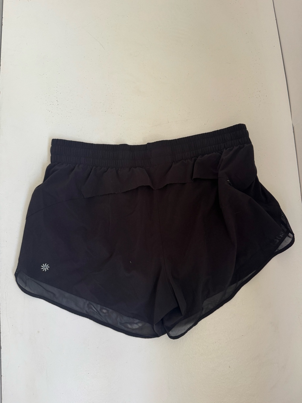 ATHLETA Black Mesh Racer Run Short 4" Womens Athleisure Running Shorts Size M